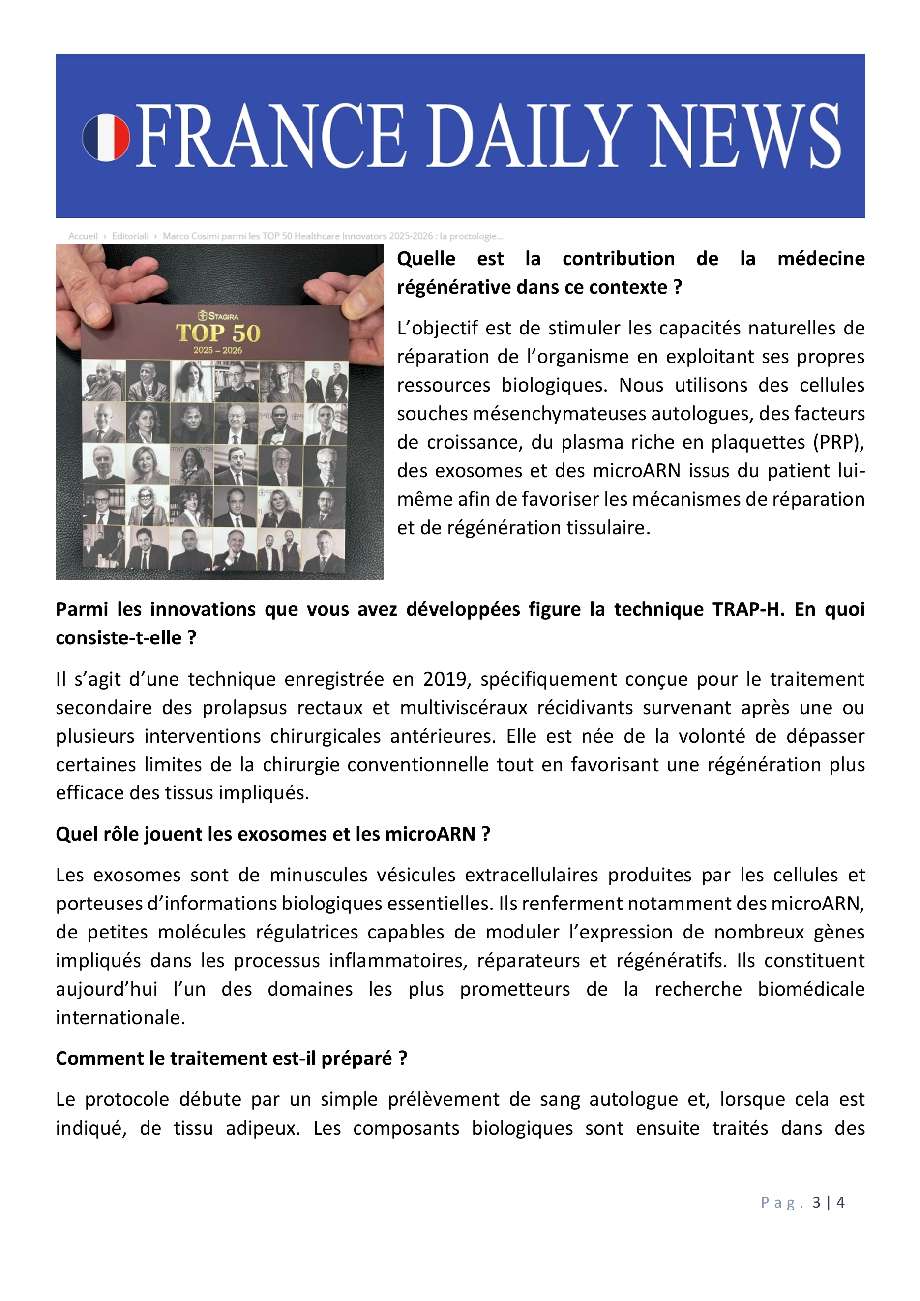 Marco Cosimi parmi les TOP 50 Healthcare Innovators 2025-2026 : la proctologie régénérative qui repousse les limites des récidives 3di4