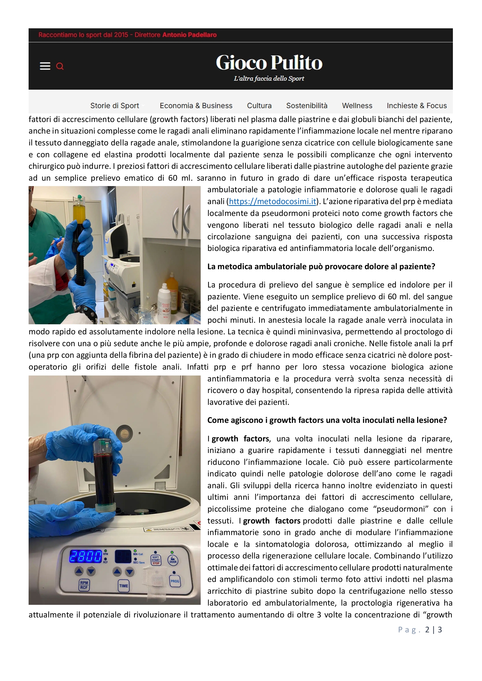 La rivoluzione rigenerativa descritta dall’eccellenza della Proctologia Italiana: i vantaggi dei fattori di accrescimento cellulare della PRP e PRF 2di3