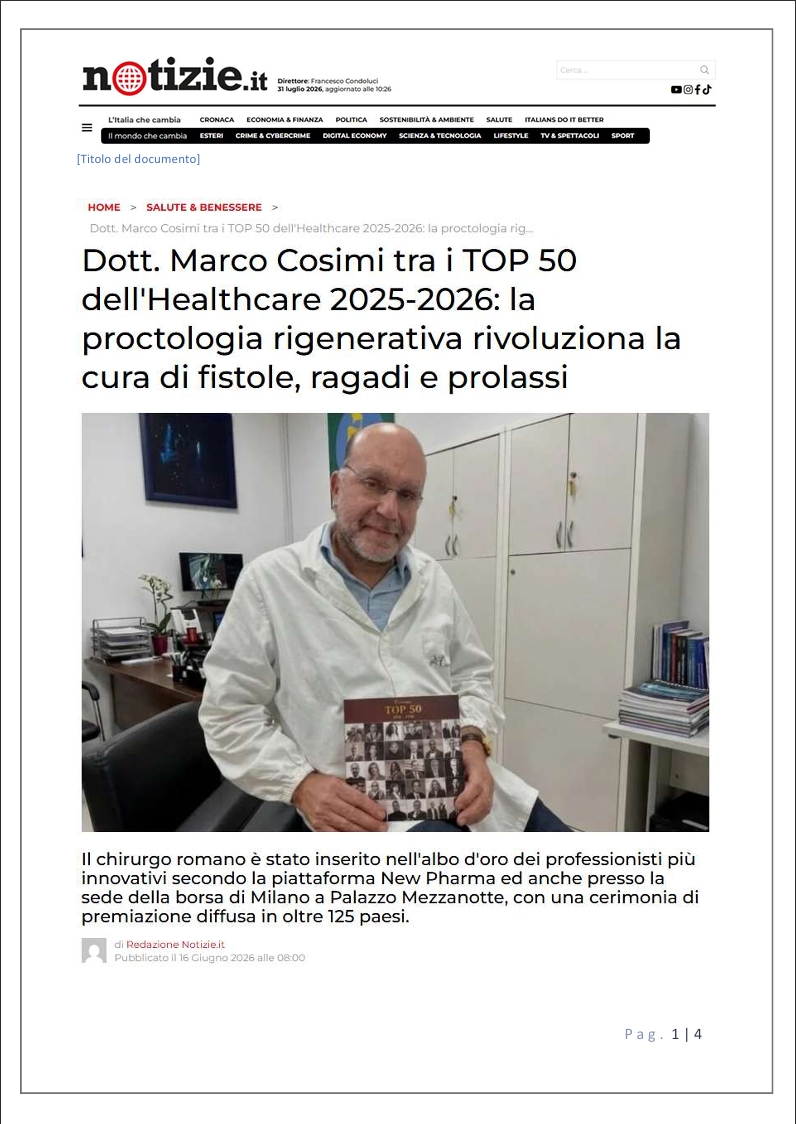 notizie.it_: Dott. Marco Cosimi tra i top 50 dell'Healthcare 2025-2026 Pg.1di4