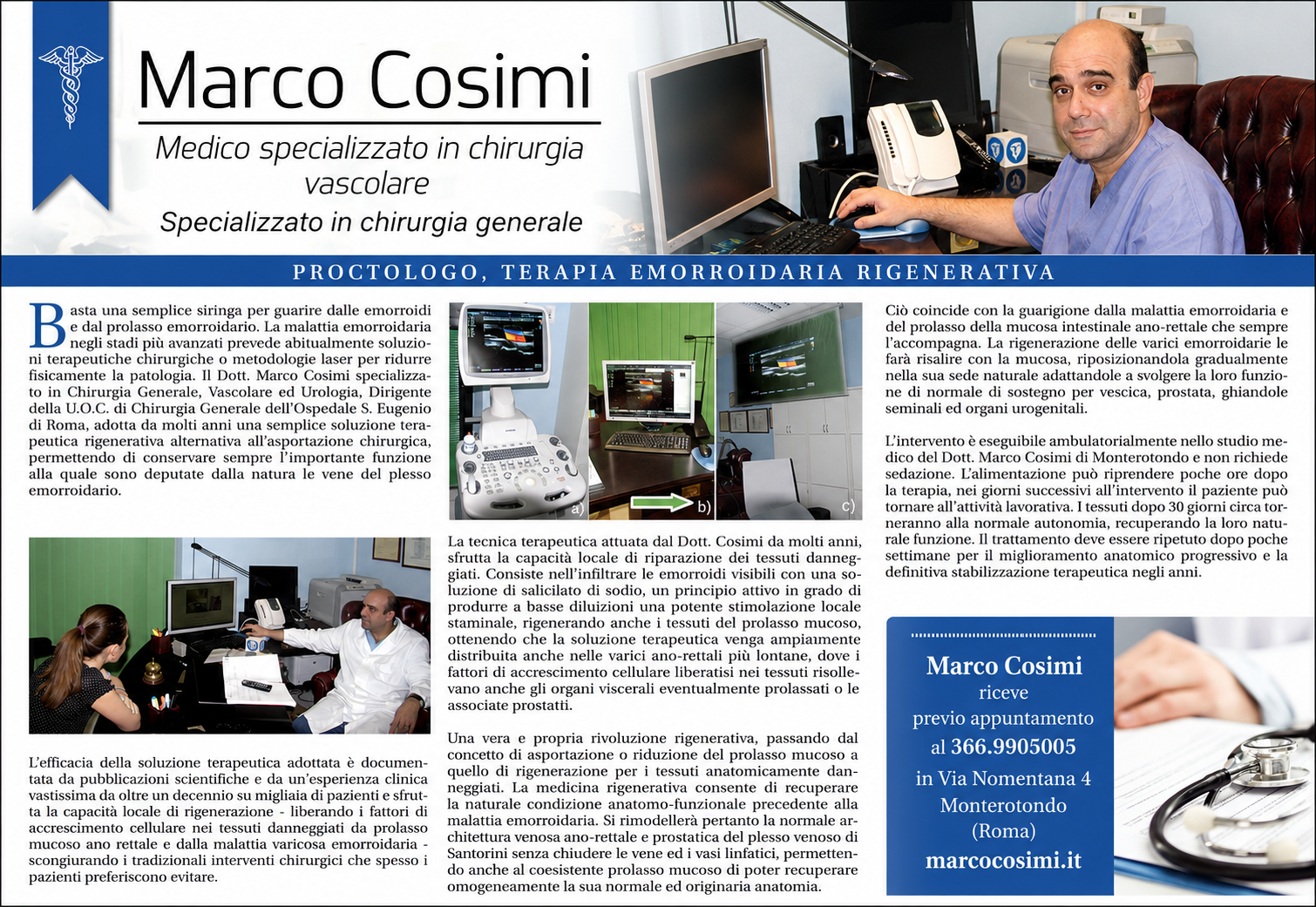 (Anno 2018) Dott. Marco Cosimi: PROCTOLOGO, TERAPIA EMORROIDARIA RIGENERATIVA
